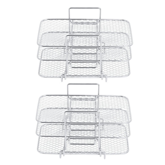 2Pcs Multi-layered Stainless Steel Air Fryer Rack Compatible with Ninja DZ201 DZ401