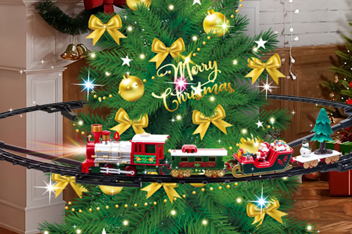 Hanging Christmas Train Set Toy with Lights Music and Track for Little Ones