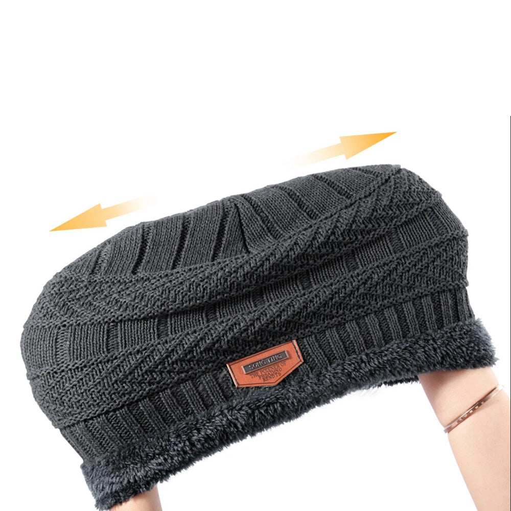 Beanie Hat with Scarf Set Warm Polyester for Men and Women Winter Outdoor Activities