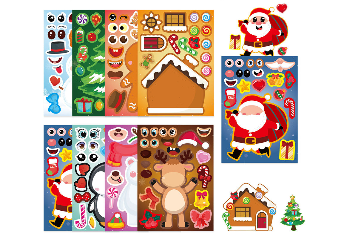 16Pcs Christmas Stickers DIY Stocking Stuffers Crafts Christmas Decorations