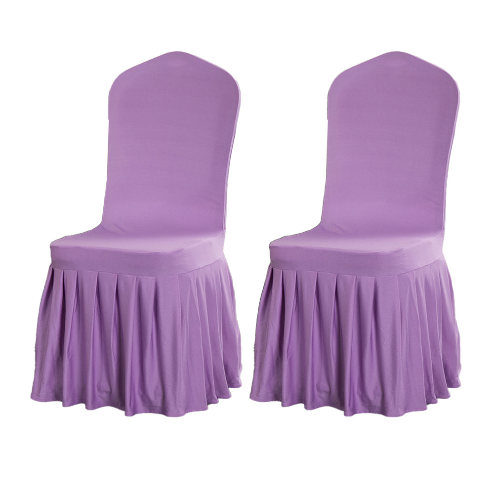 2Pcs Stretch Pleated Solid Colour Chair Cover