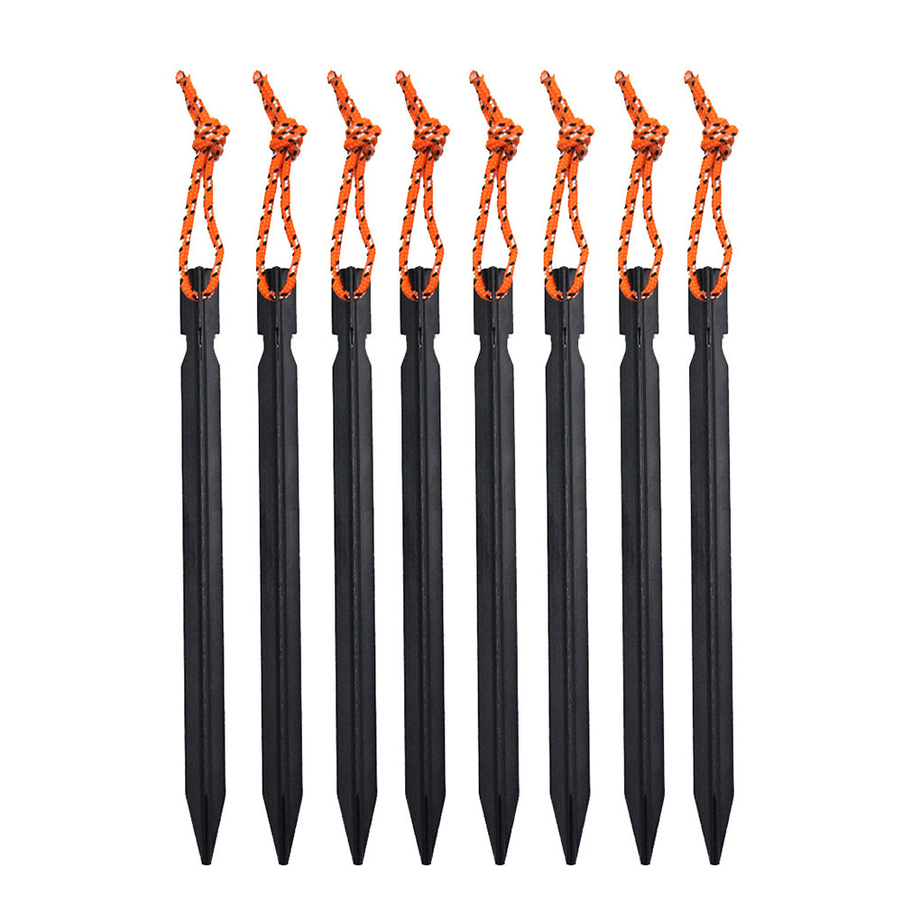 8Pcs Aluminum Alloy Tent Stakes Outdoor Camping Trip Tent Peg with Rope