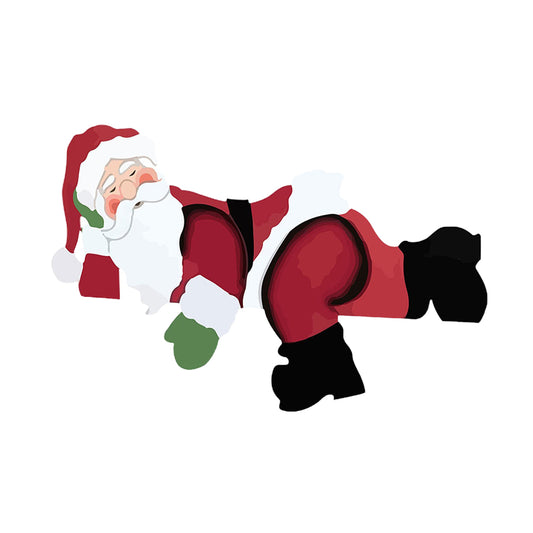 Santa Claus Fence Peeker Decoration Outdoor Garden Fence Sign