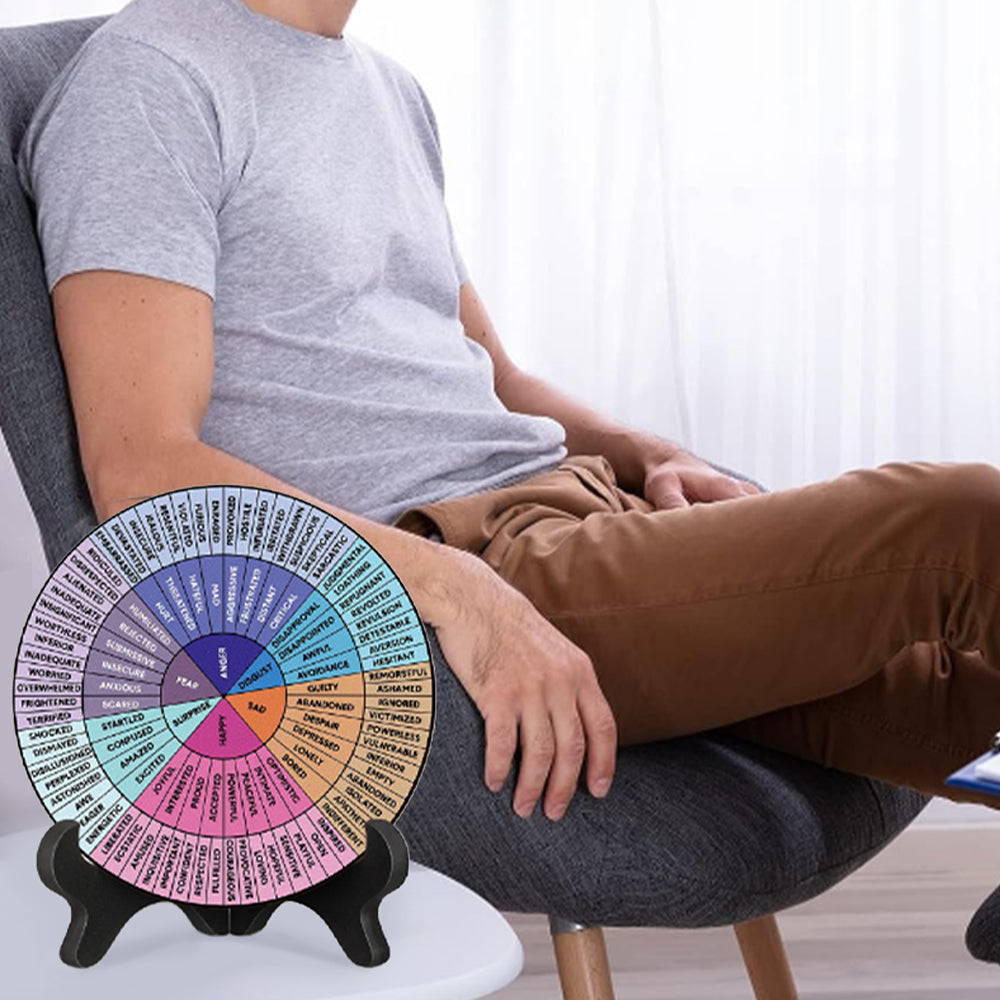 Double-Sided Mental Health Emotions Wheel Chart with Stand