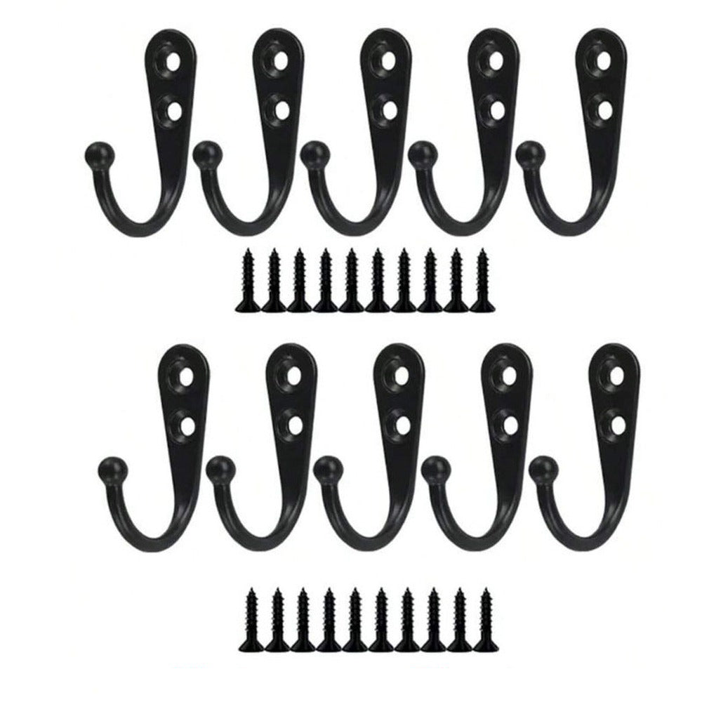 10 Pack Wall Mounted Coat Hooks Antique Zinc Alloy