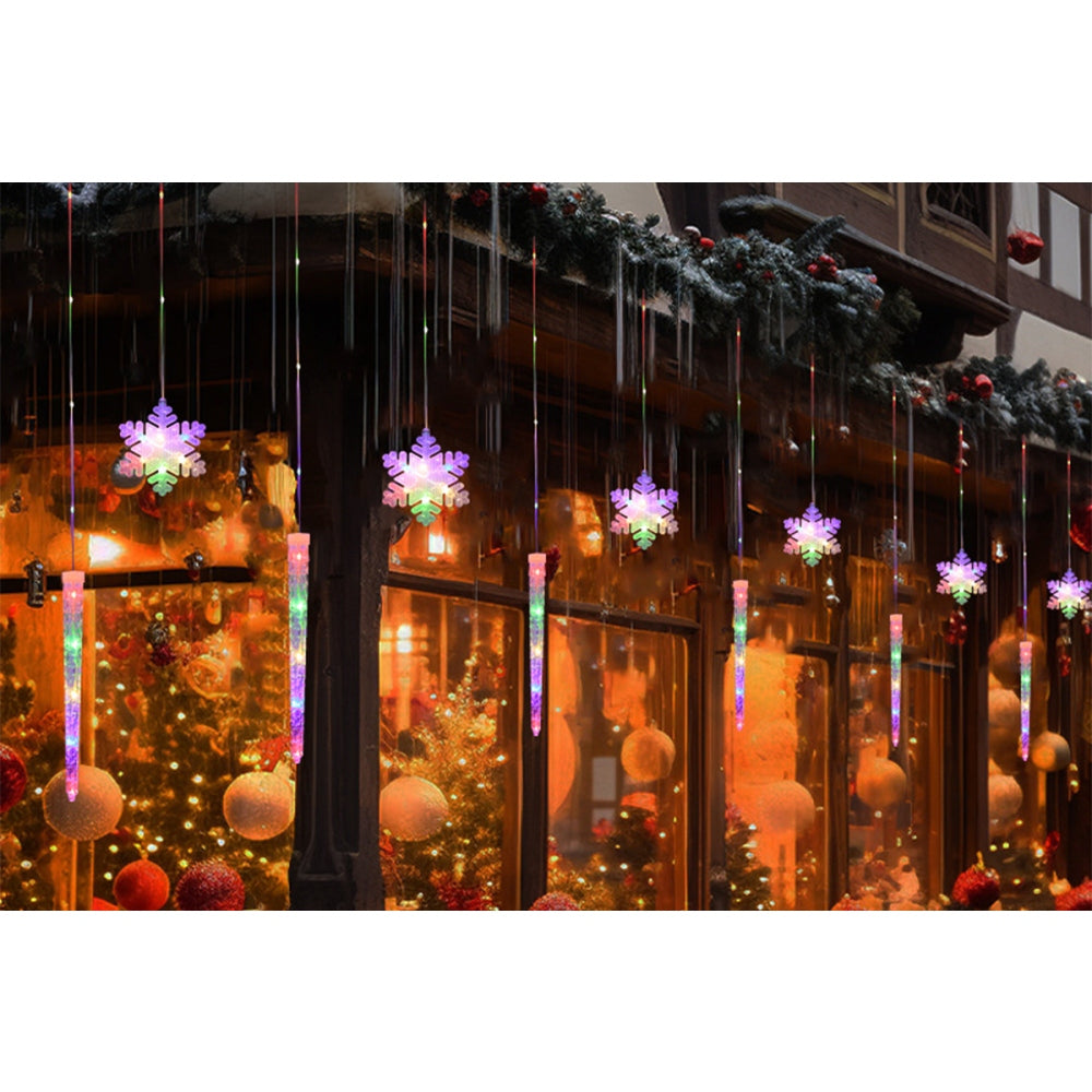 Christmas Curtain String Lights with Snowflake and Icicle Design