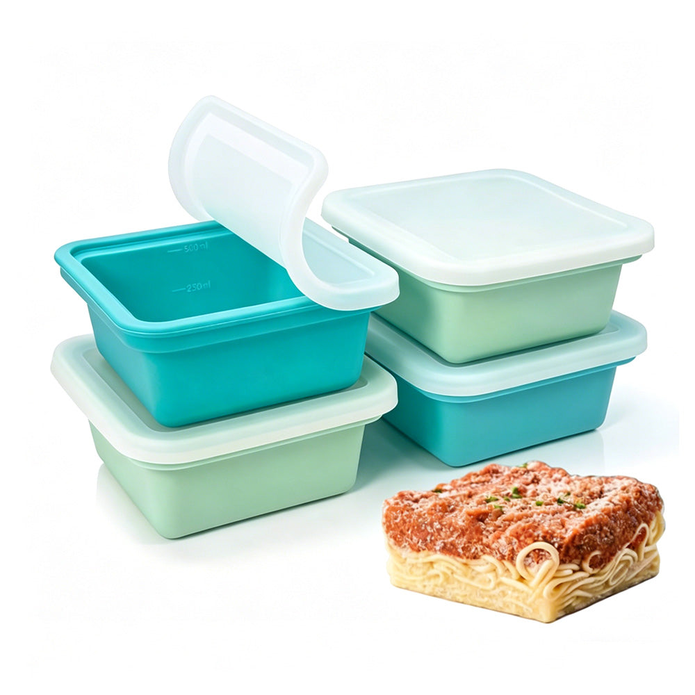 4Pcs Silicone Freezer Tray for Soup Ice Cubes Food Storage Portion Control