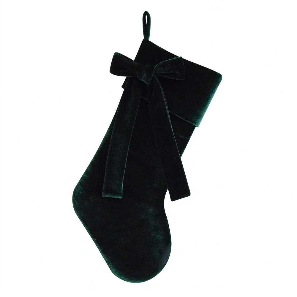 4 Velvet Christmas Stockings with Bows in Red and Green for Fireplace