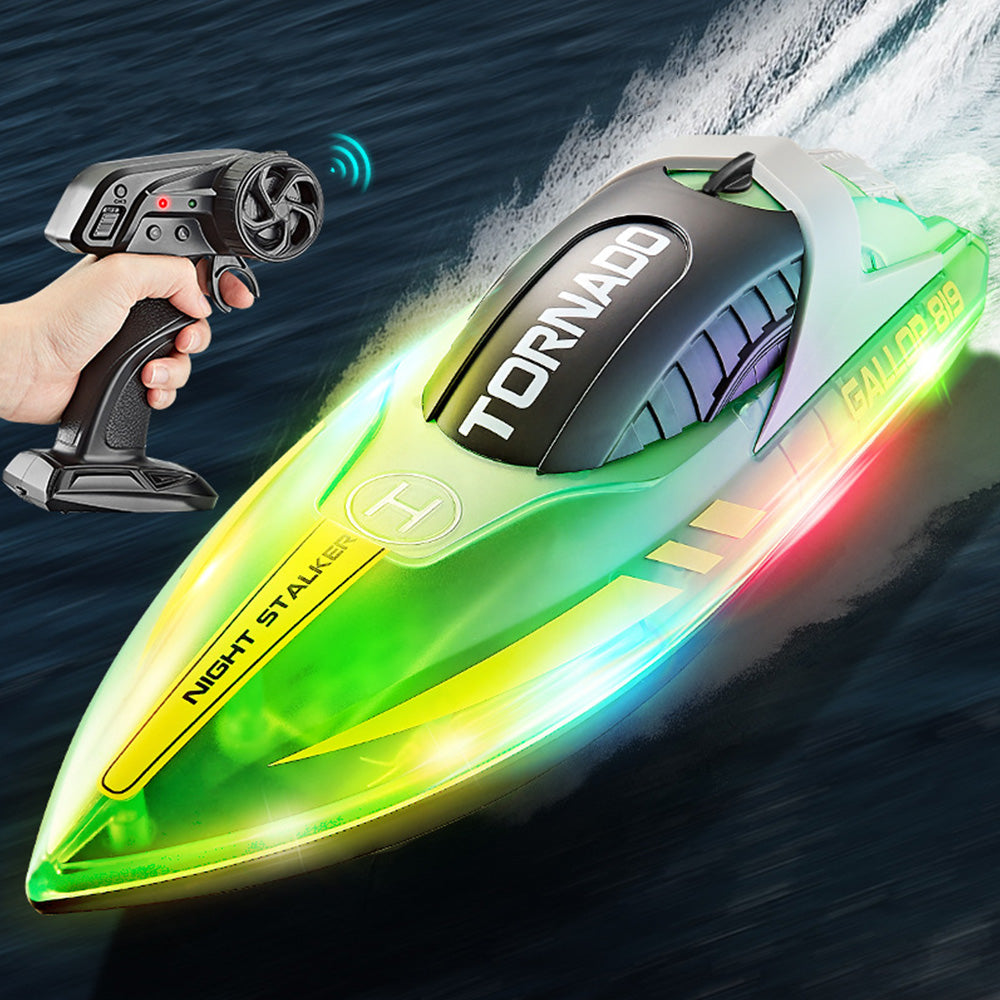 Rechargeable Water-resistant Remote Control Boat with Color LED Lights for Pool Lake