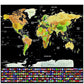 82x60CM/42x30CM Scratch Off Colored World Map with Scratch Accessories Kit-National Flag Style