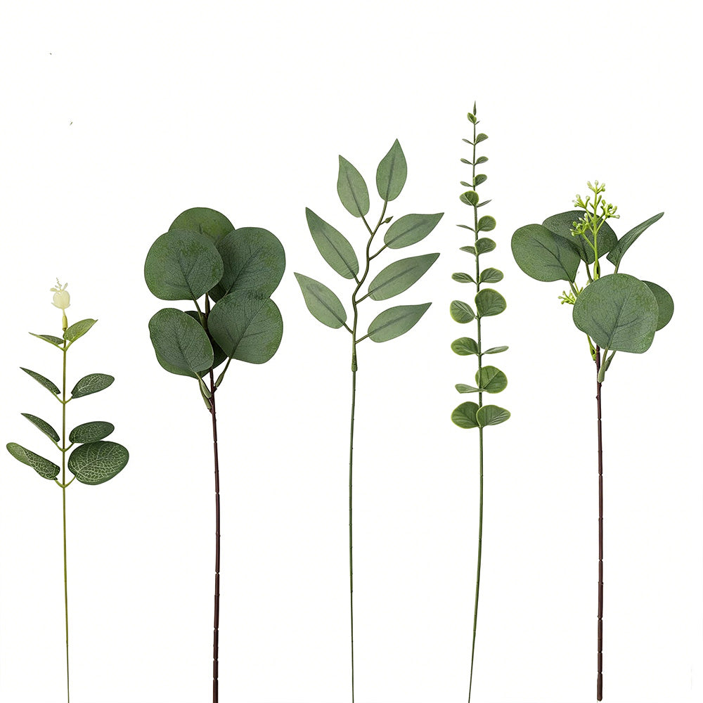 130Pcs Artificial Eucalyptus Leaves Bundle 5 Types for Vase Wedding DIY Home Decor