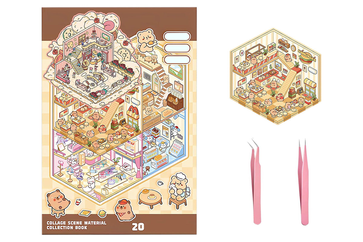 20 Sets DIY House Sticker Kit 3D Miniature Scene Stickers Cute Cartoon Scenes