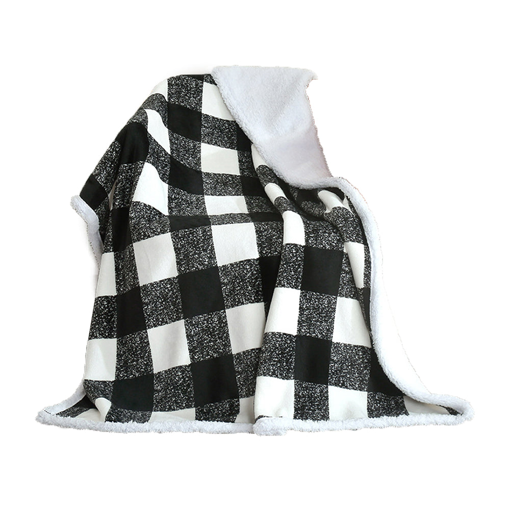 125X145cm Reversible Plush Sherpa Fleece Throw Blanket