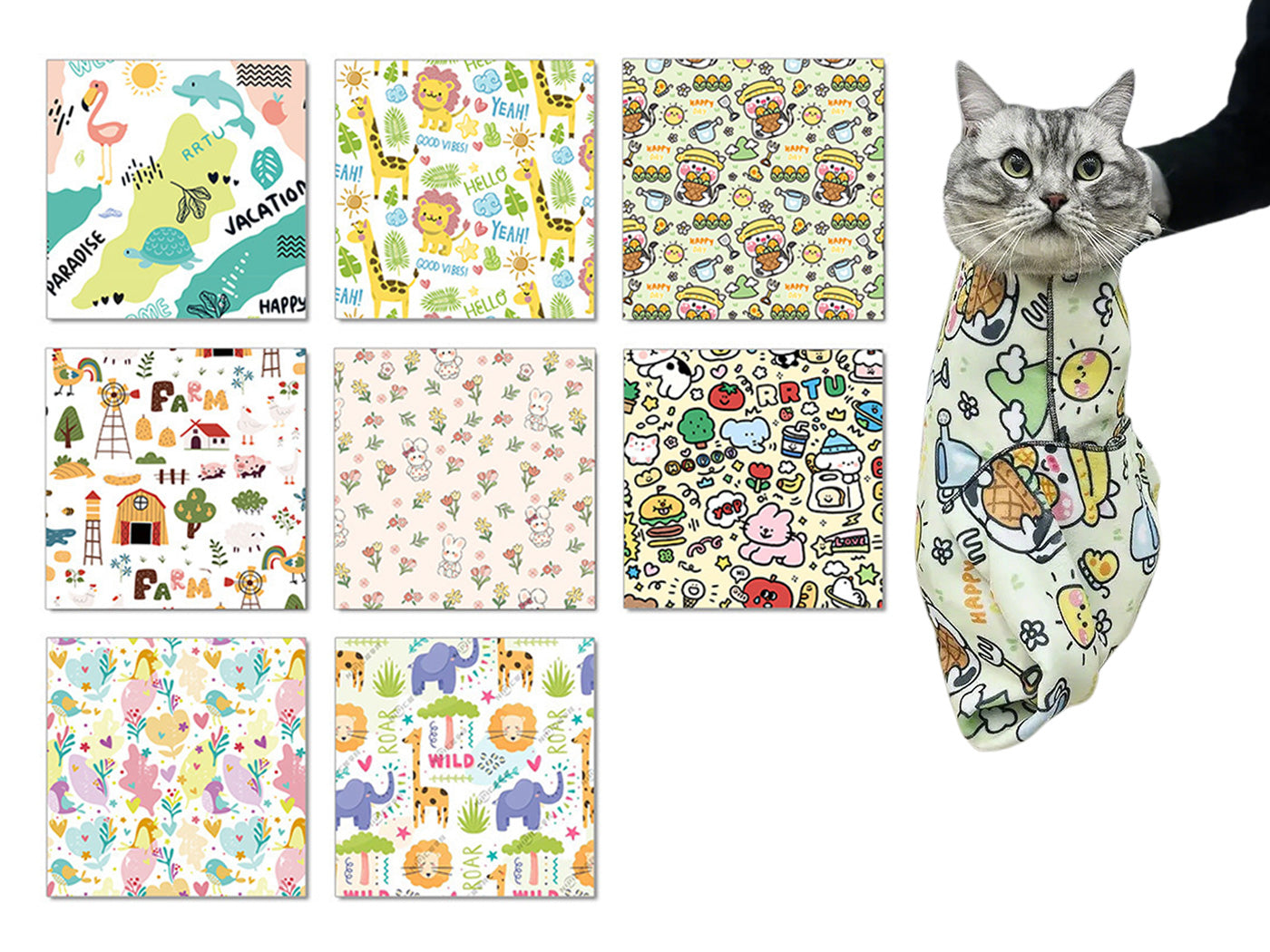 Cat Wrap Self Adherent Cat Grooming Wrap Anti Escape Calming Cat Swaddle Wrap