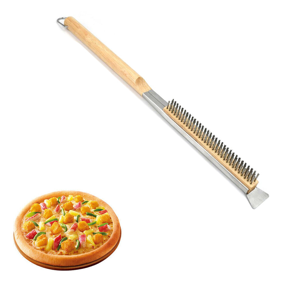 Steel Wire Pizza Oven and Stone Cleaning Brush with Scraper