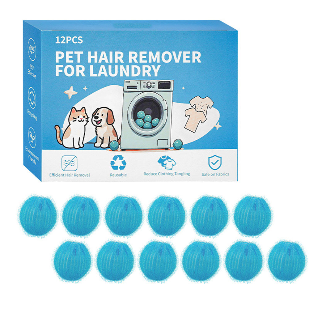 12 Pack Pet Hair Catcher Balls for Washing Machine and Dryer Reusable Laundry Lint Collector