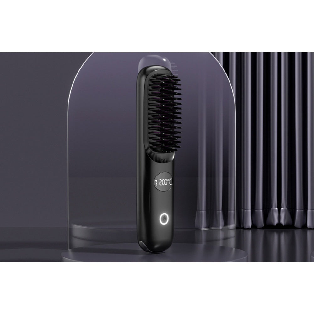 USB Rechargeable Hair Straightening Brush with LED Screen