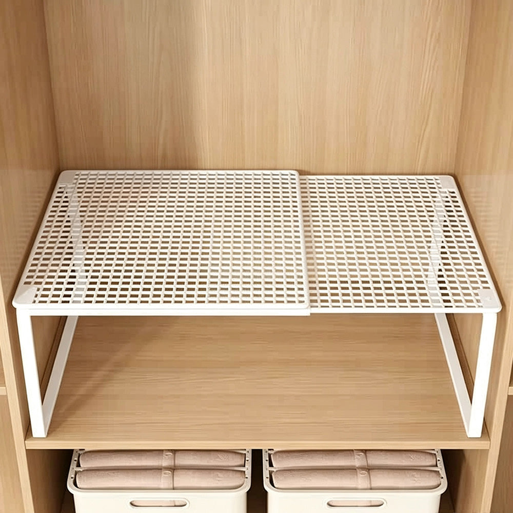 Expandable Carbon Steel Closet Shelf and Adjustable Storage Rack-White