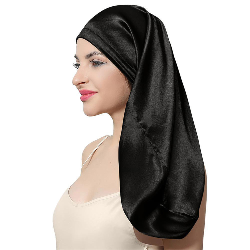 Extra Long 100%Silk Bonnet Sleep Cap Long Satin Night Cap