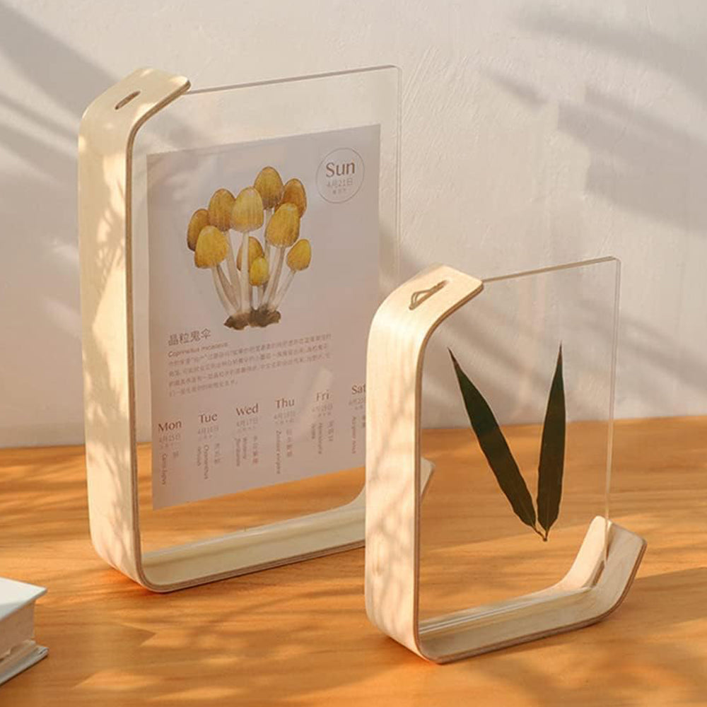 2Pcs Transparent Acrylic Wooden Photo Frame