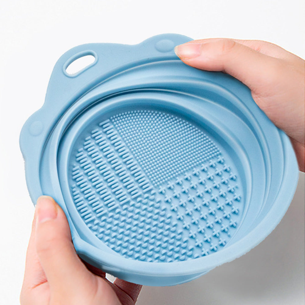 2PCS Foldable Silicone Makeup Brush Cleaner Bowls Cleaning Tool For Brushes Powder Puffs Sponges