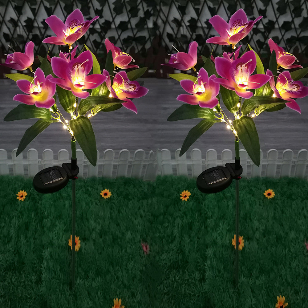 2Pcs 7 Head Solar Orchid Lamp