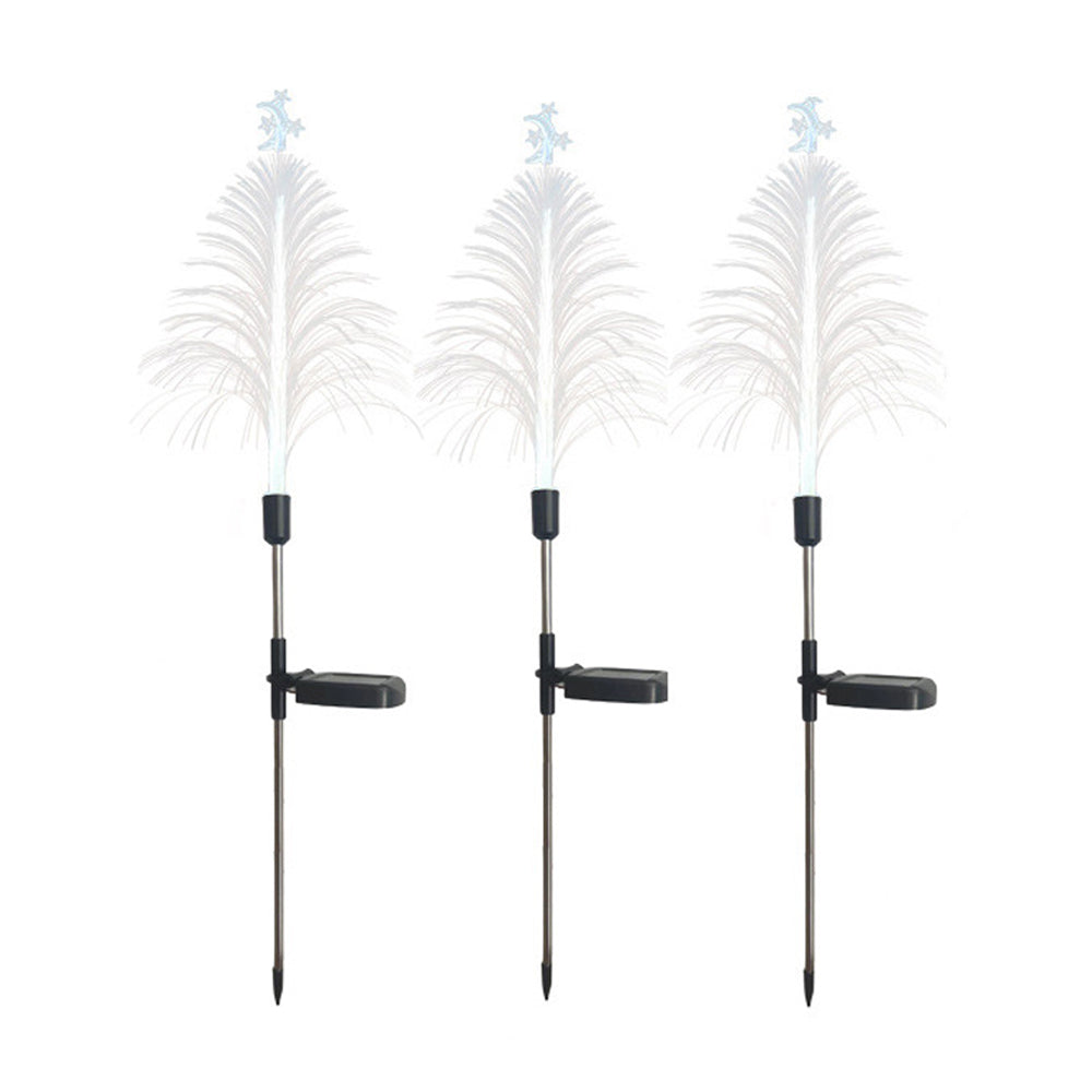 3Pcs  Christmas Trees Solar Lights Optic Fiber Lights-Moon Christmas