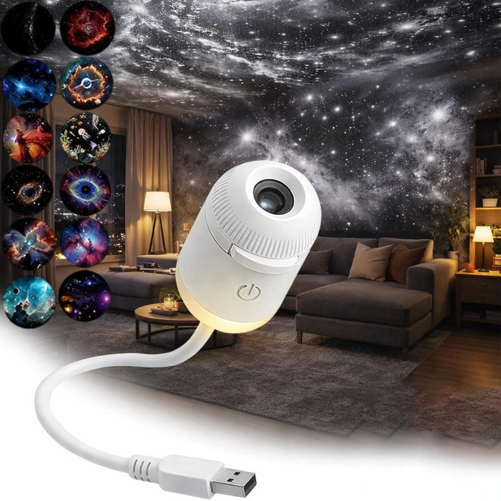 2-in-1 Galaxy Projector and Night Light 360-degree USB Galaxy Projector for Bedroom
