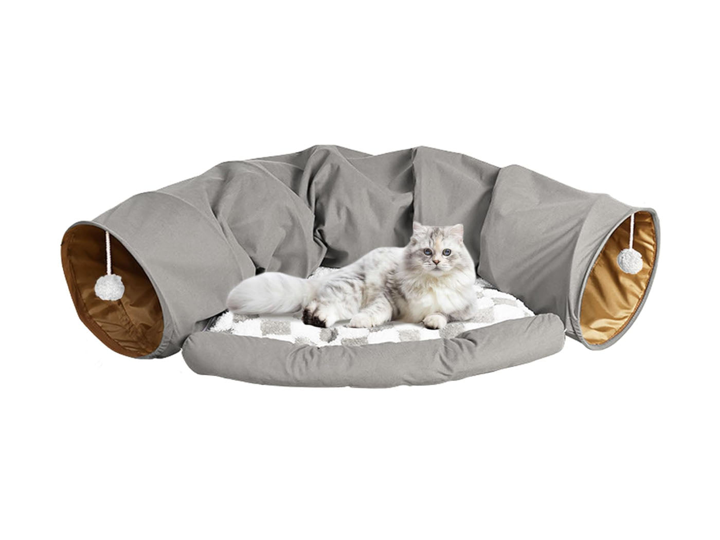 Cat Tunnel Bed for Indoor with Collapsible Washable Design