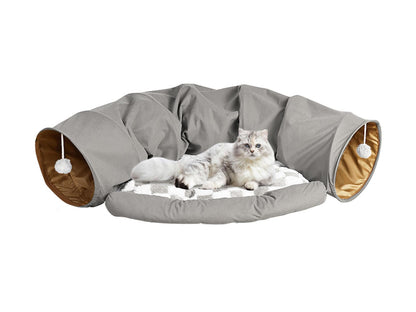 Cat Tunnel Bed for Indoor with Collapsible Washable Design