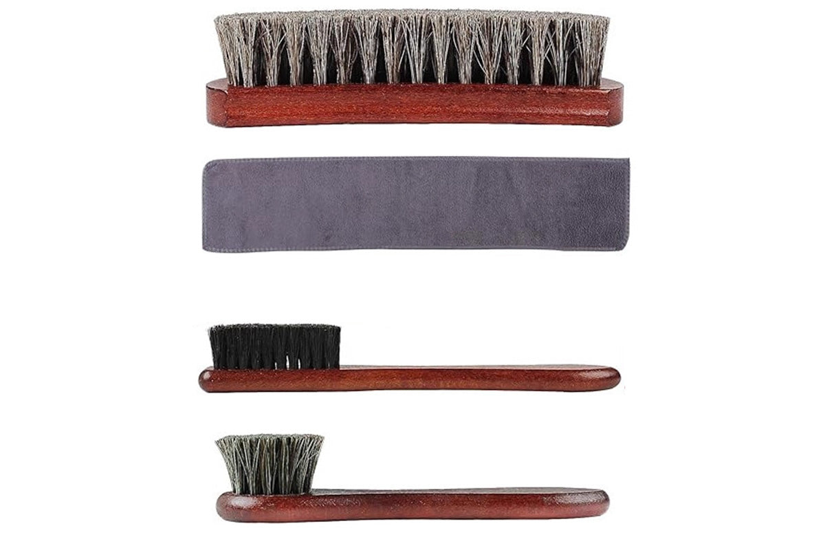 4Pcs Horsehair Shoe Brush Set Leather Cleaning Polishing Kit