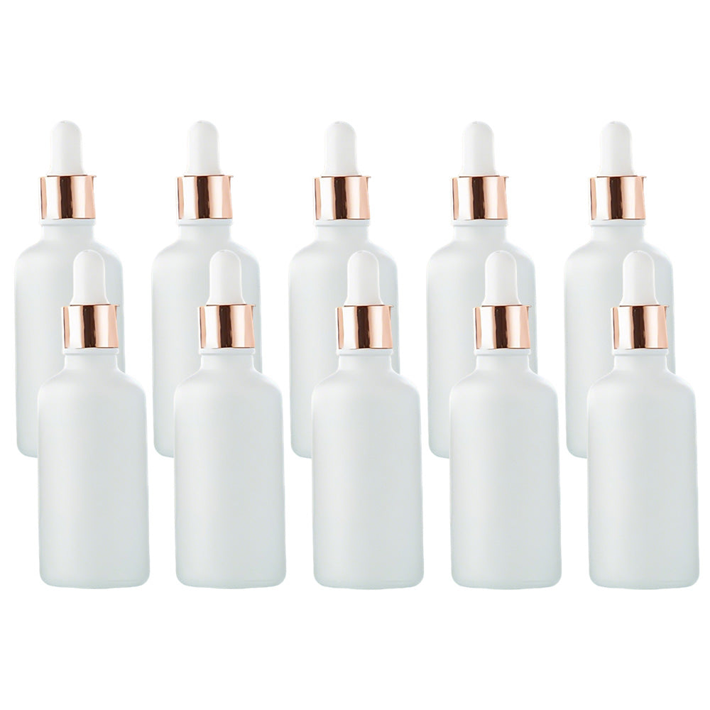 10 Pack Glass Dropper Bottles Rose Gold Caps for Essential Oils 15ml 30ml 50ml
