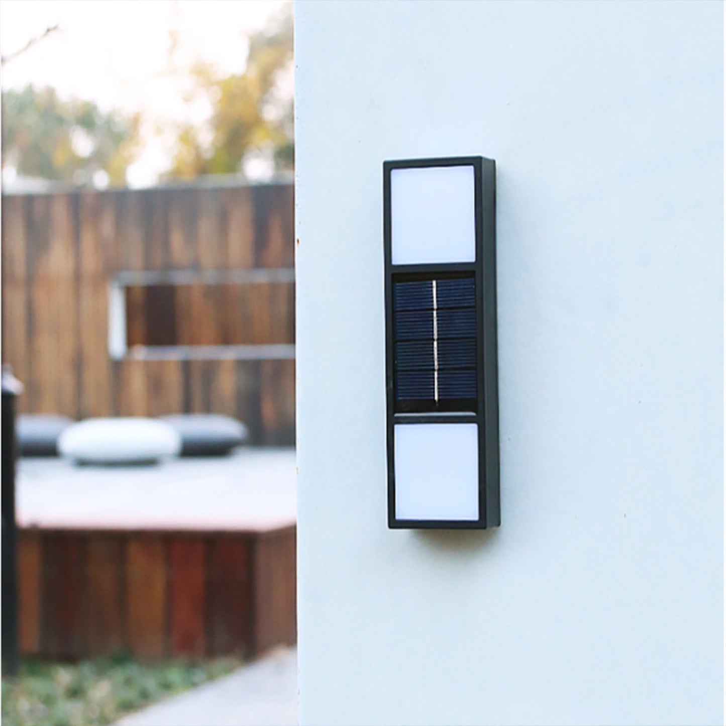 2Pcs Solar Light Outdoor IP65 Waterproof Wall Light Cordless LED Wall Lamp