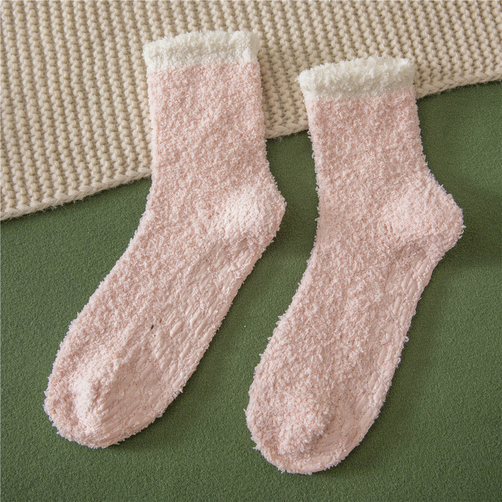 4Pcs Non-Slip Grip Socks for Women Fluffy Slipper Socks