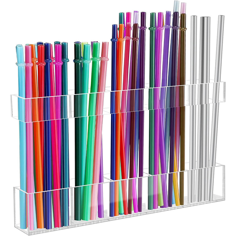 Acrylic Straw Holder Set with Labels and Adhesive