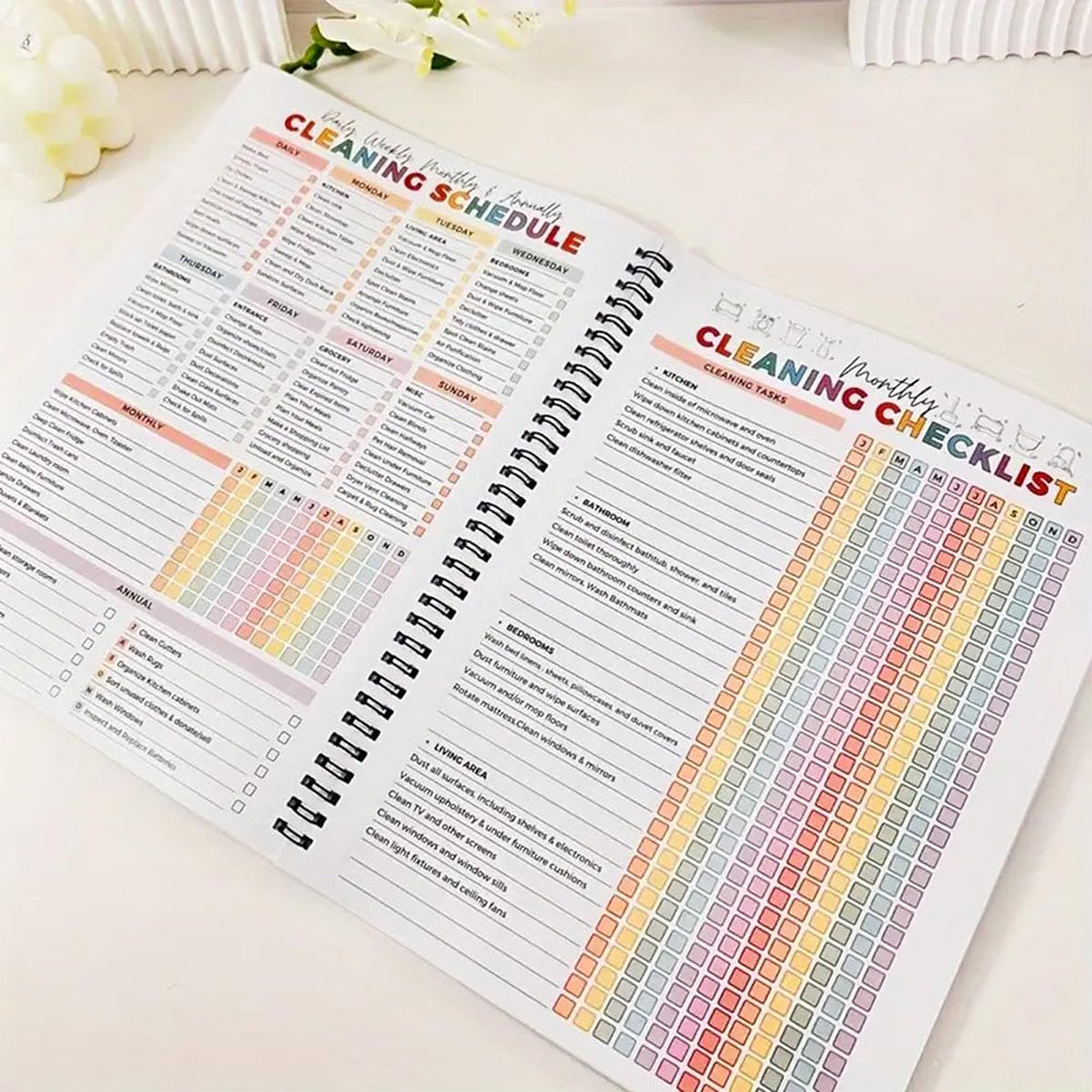 Household Cleaning Schedule Planner and Checklist Notebook