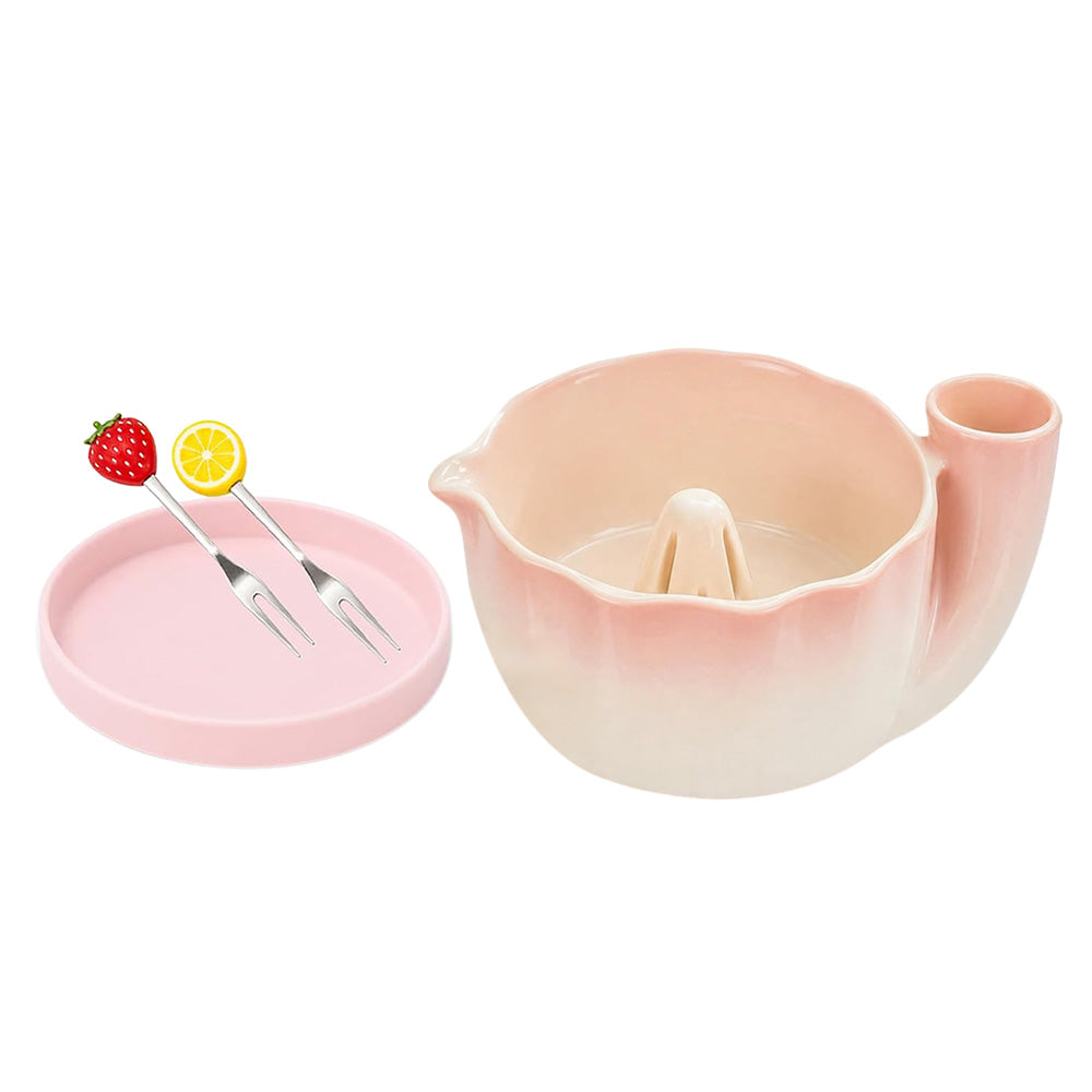 Self-Spinning Ceramic Berry Washing Bowl Set with Drain Holes and 2 Fruit Forks for Cleaning Berries