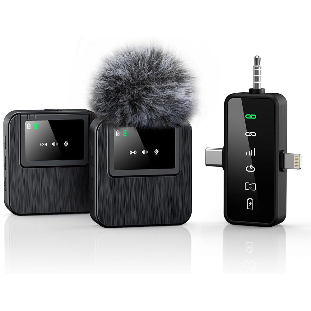 3-in-1 Mini Microphone for iPhone Android Camera Wireless Lavalier Microphone