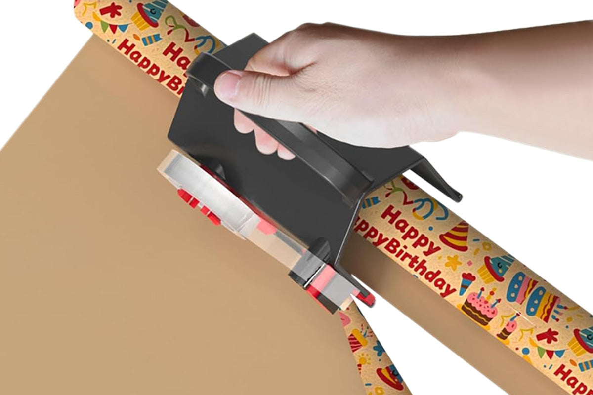 2pcs 2-In-1 Wrapping Paper Cutter and Tape Dispenser for Gift Wrap