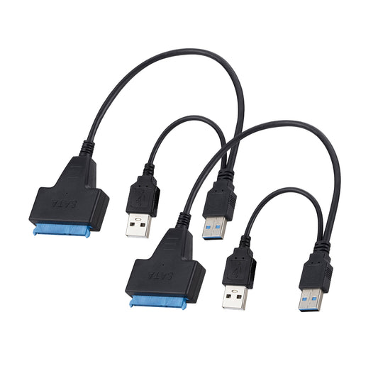2Pcs USB 3.0 to SATA Hard Drive Adapter Cable for 2.5/3.5 inch SSD and HDD Dual USB