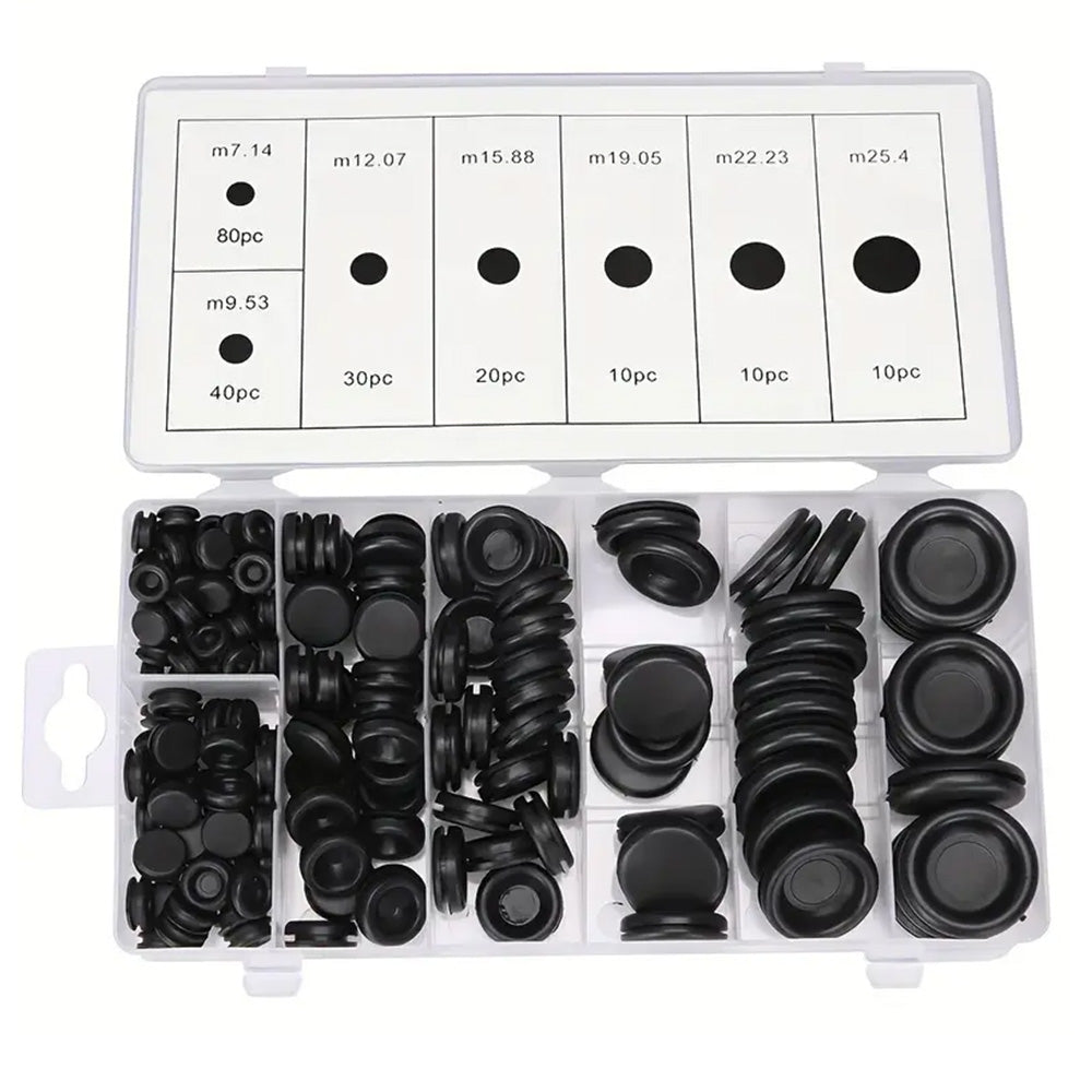 200 Piece Auto Rubber Grommet Fastener Tool Kit in 7 Popular Sizes