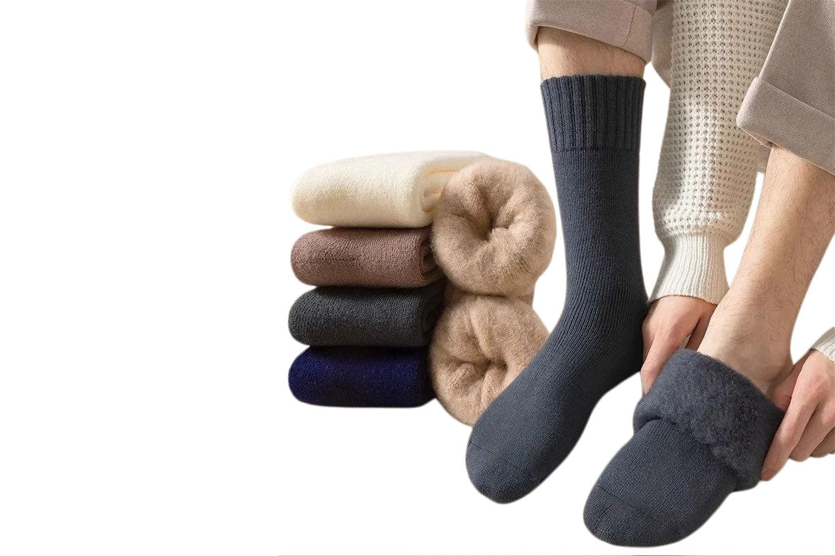 6-Pairs Men's Warm Fleece Lined Socks Winter Thermal Socks Cozy Warm Lined Socks