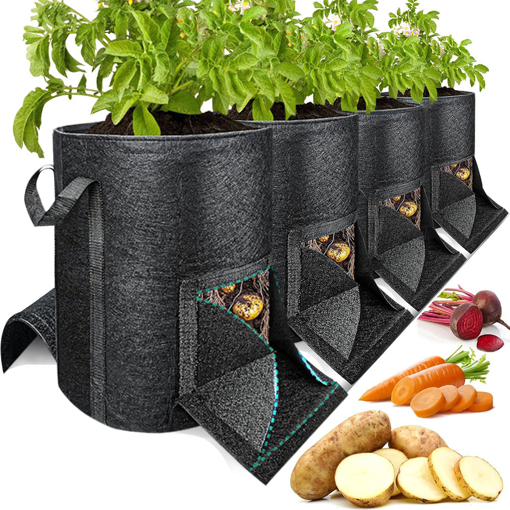 4X15 Gallon Potato Grow Bags Fabric Planter Pot with Handle