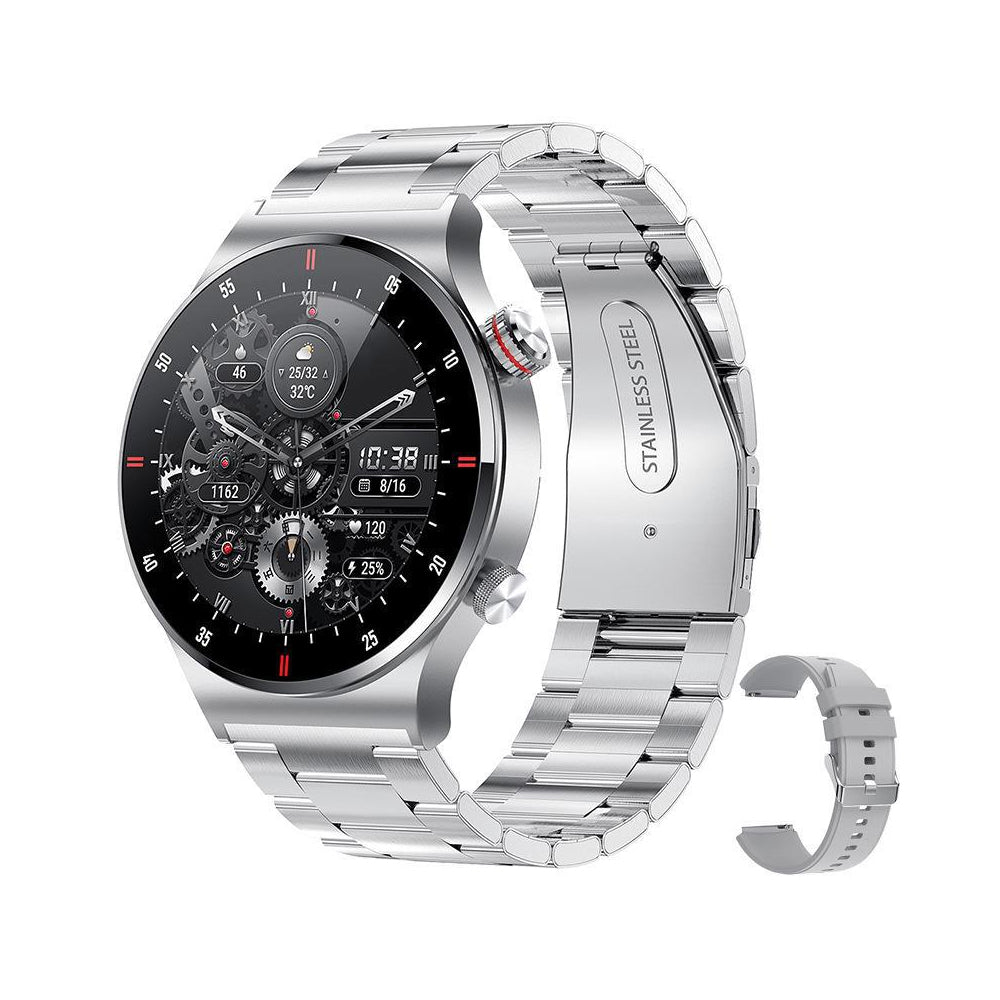 Bluetooth Smart Watch Sports Tracker-1 Steel Strap and 1 Silicone Strap