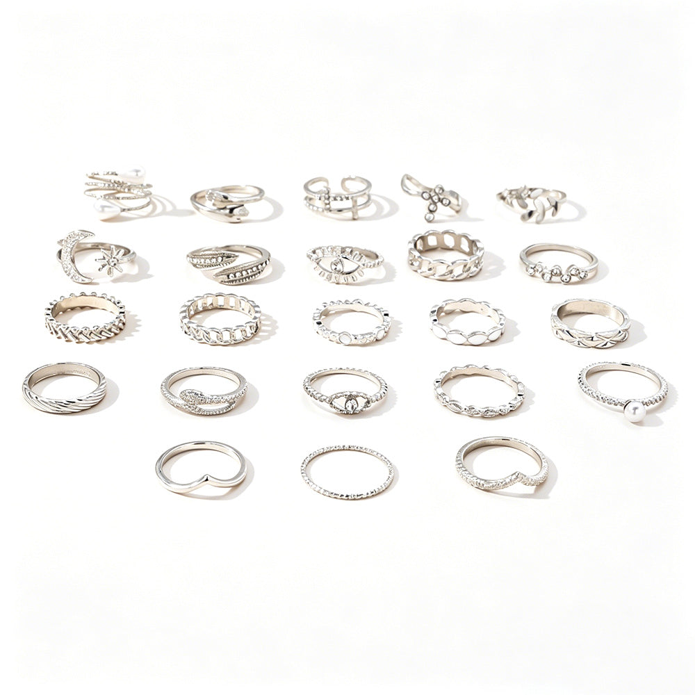 23Pcs Geometric Knuckle Ring Set Gold Silver Stackable Rings for Women