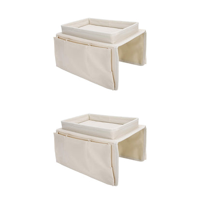 2Pcs Sofa Armrest Storage Bag With 5 Pockets