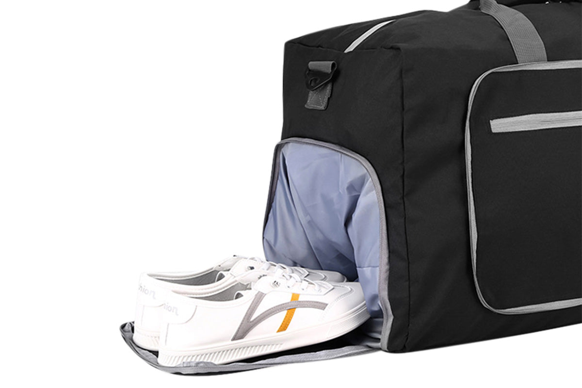 Large Foldable Travel Duffel Bag Carry On Shoulder Duffle Bag With Shoe Compartment