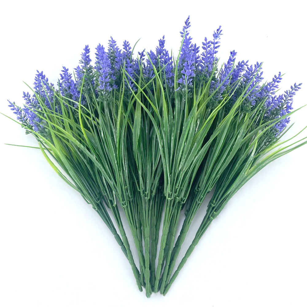 16Pcs Artificial Plants Outdoor Fake Lavender Realistic Plastic Faux Plants for Balcony Patio
