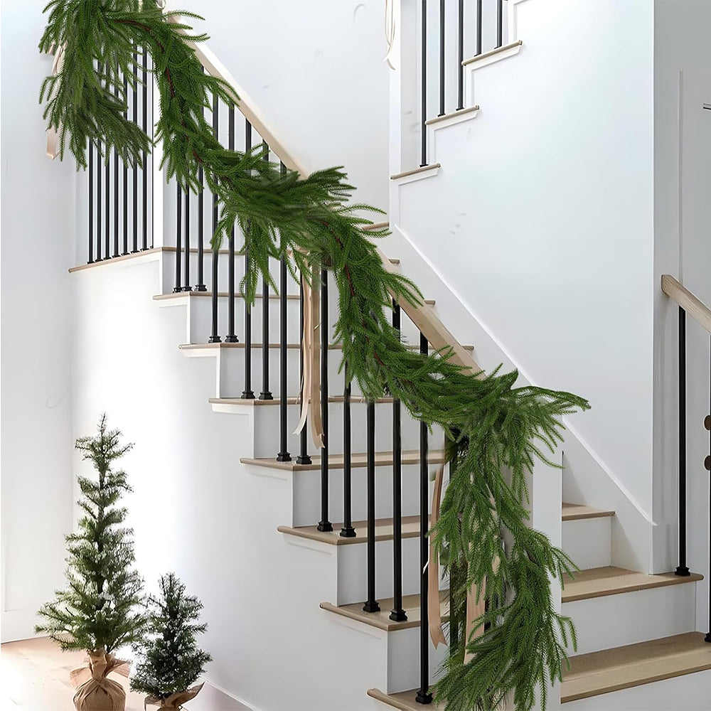 Christmas Norfolk Pine Garland Greenery Garland for Home Decor Fireplace