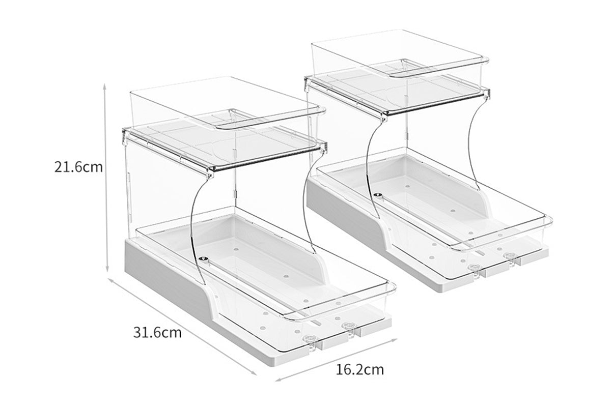 2-Tier Rotatable Pull-Out Storage Rack Kitchen Spice Organizer